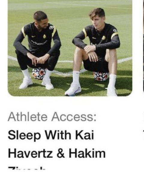 Foutje in de Nike-app: 'Wil je slapen met Hakim Ziyech en Kai Havertz?'