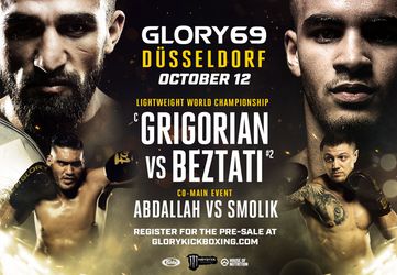 Titelverdediger Grigorian in de ring tegen 'The Wonderboy' tijdens GLORY 69