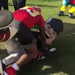 Mascotte belandt in ziekenhuis na deze harde tackle van NFL-ster Jamal Adams (video)