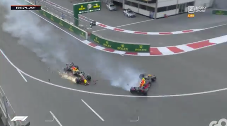 SHIT! Max en Ricciardo OUT na botsing bij inhaalactie (video)