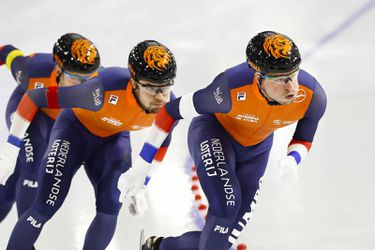 Noorwegen wint ploegachtervolging in baanrecord, Nederland 4de in Thialf