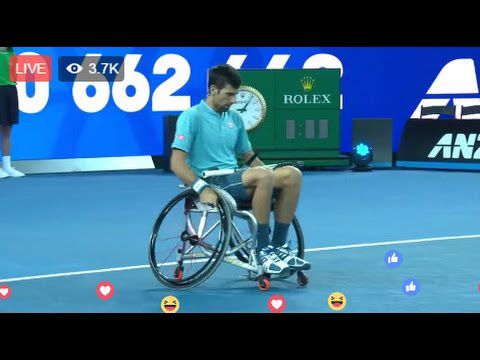 Djokovic heeft het lastig tegen 'rolstoelheld' (video)