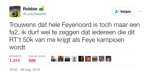 Kampioenschap Feyenoord kost deze gast 15 miljoen piek