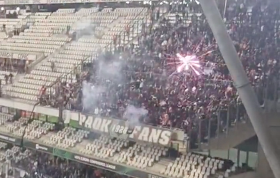 🎥🎆 | Fans van Marseille schieten vuurwerk in uitvak vol supporters van PAOK
