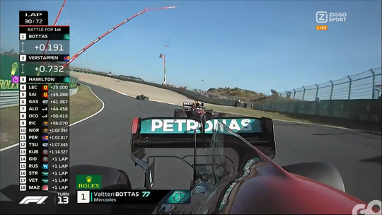 🎥 | Verstappen knalt bij 1e mogelijkheid meteen snoeihard langs Bottas