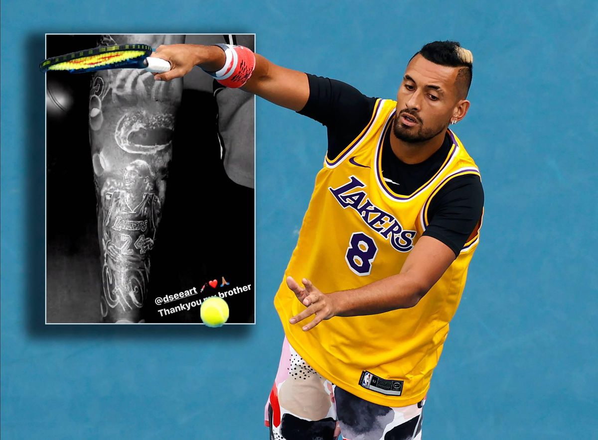 Tennisser Nick Kyrgios laat tattoos zetten van Kobe Bryant en LeBron James