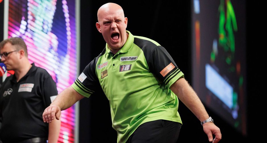 Van Gerwen door naar de halve finale na een weergaloze wedstrijd tegen Gerwyn Price