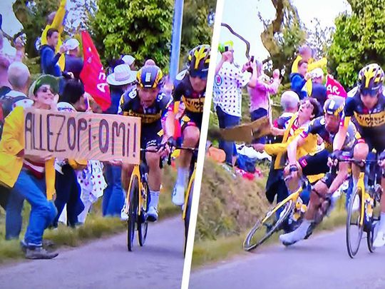 Wielervakbond doet aangifte tegen veroorzaakster massale valpartij in Tour de France