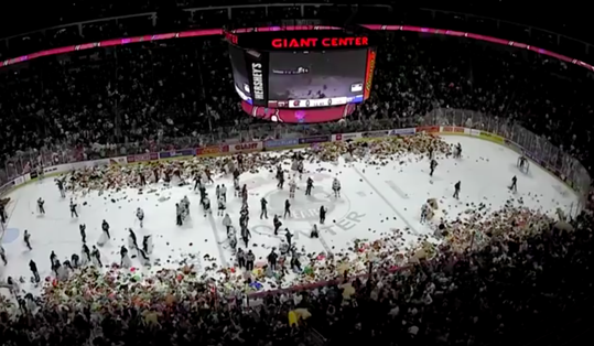 🎥 | IJshockeyfans gooien 45.650 knuffels (!) op baan na goal bij 'Teddy Bear Toss'