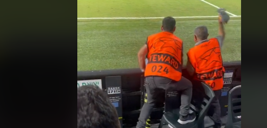 🎥​ | Stewards grijpen naar geheim wapen tegen veldbestormer: een schoen gooien