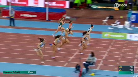 🎥 | Zoë Sedney (20) maakt indruk met zege op 60 meter horden bij World Athletics Indoor Tour