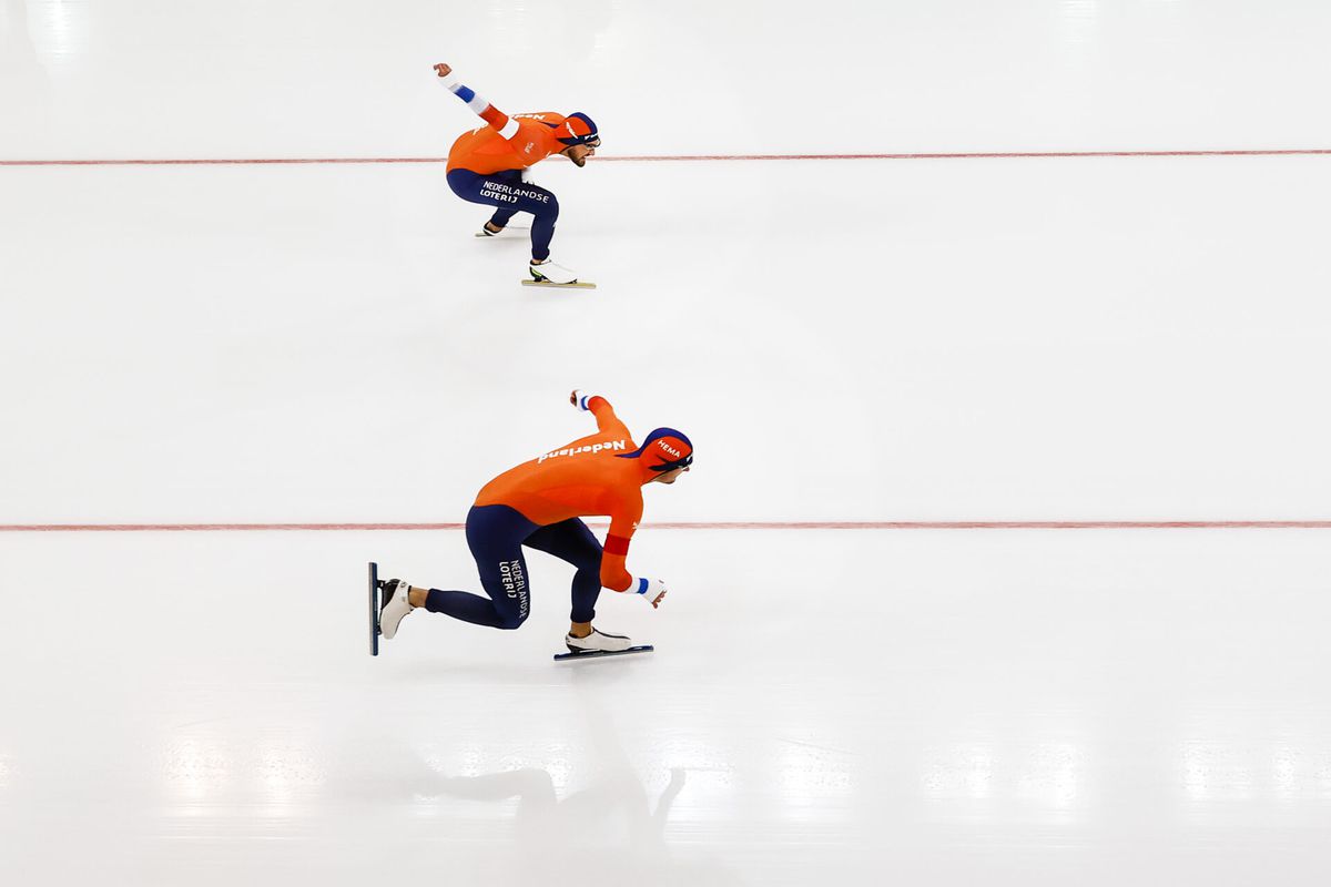 Weer een volledig Oranje-podium op 1000 meter voor mannen bij wereldbeker schaatsen