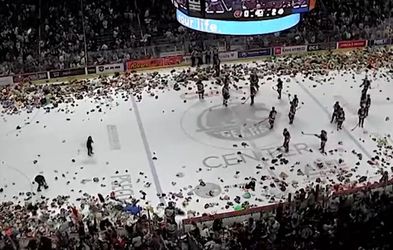 🎥🥰 | Teddy Bear Toss! IJshockeyfans gooien tienduizenden knuffels op het ijs