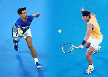 Grote spelers Novak Djokovic en Rafael Nadal op herhaling