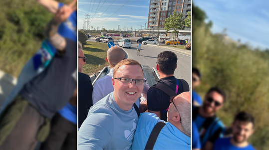 🎥 | Geen taxi? Geen probleem! City- en Inter-fans gebroederlijk op DAK van auto naar stadion