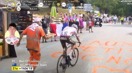🎥🍕 | Honger, Ben? Tourfan biedt stilgevallen O'Connor stuk pizza aan tijdens klim