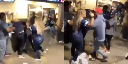 🎥 | Dikke b*tchfight bij NFL-potje: medewerkster vliegt over toonbank voor flinke knokpartij