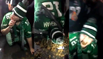 Eagles-fan eet paardenstront na Super Bowl-winst (video)