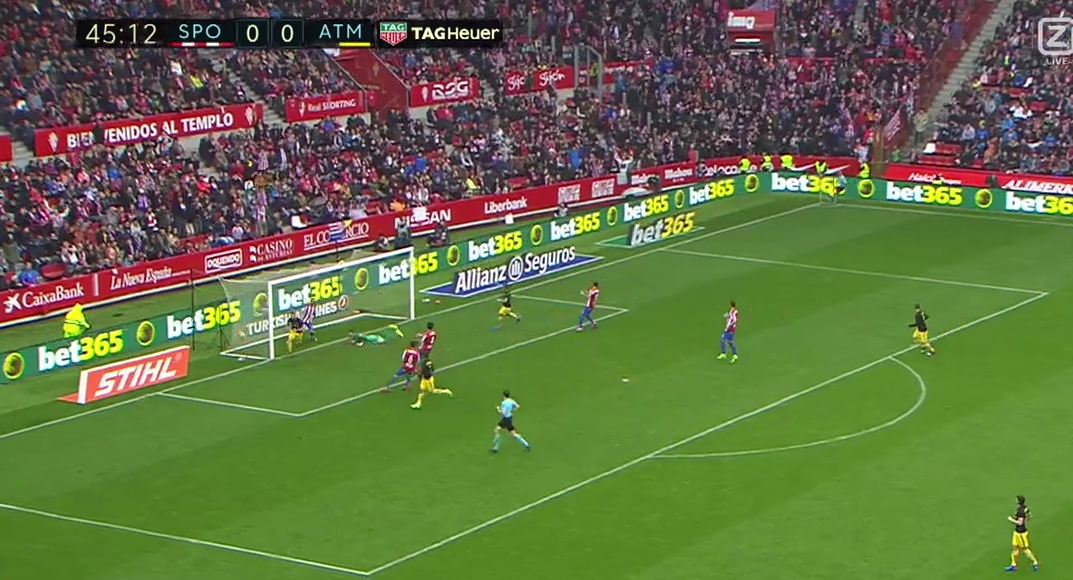 Atlético scoort binnen 13 seconden, Gijon maakt 3 minuten later gelijk (video's)