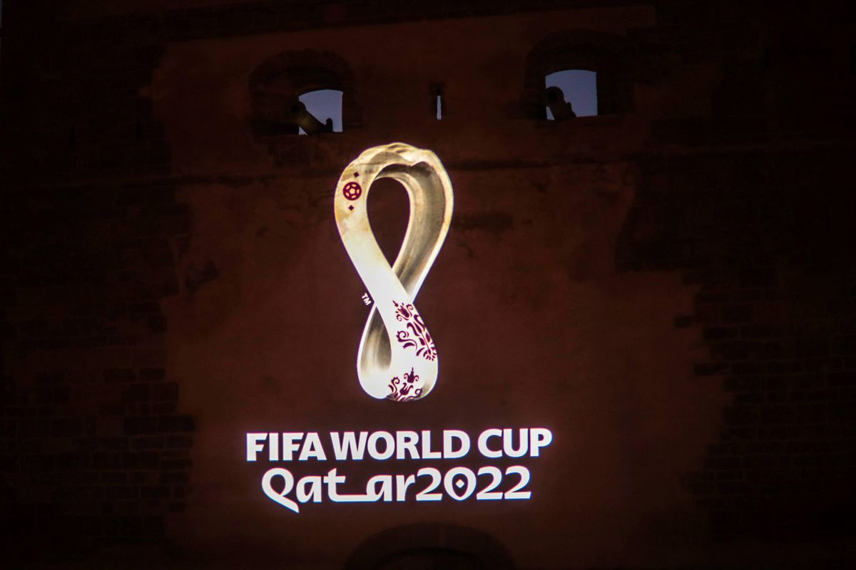 Dit is het logo voor het WK voetbal in Qatar