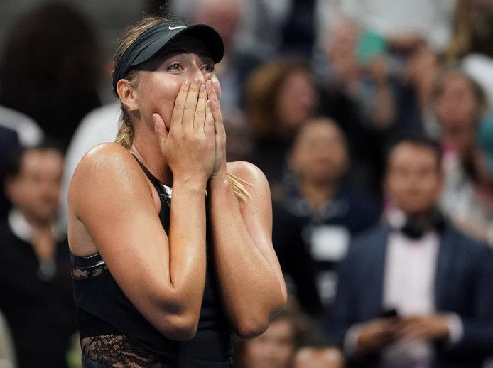 Sharapova als een kind zo blij met winst op Halep in 1e ronde US Open