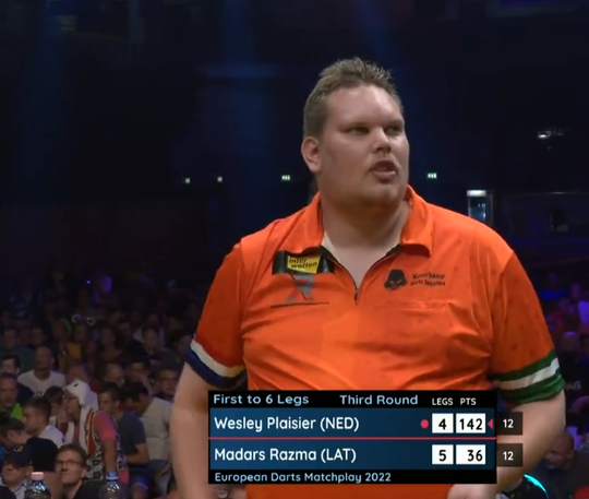 🎥​ | Wesley Plaisier moet in 8e finales European Darts Matchplay buigen voor Madars Razma