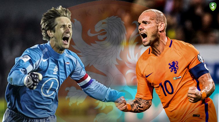 Wesley Sneijder evenaart Edwin van der Sar als recordinternational