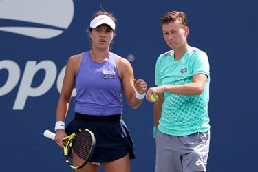 Demi Schuurs in de kwartfinale van het vrouwendubbelspel bij de US Open