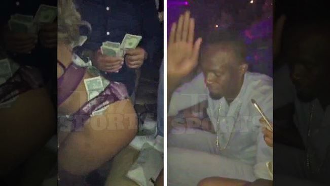 Usain Bolt heeft lol in stripclub (video)