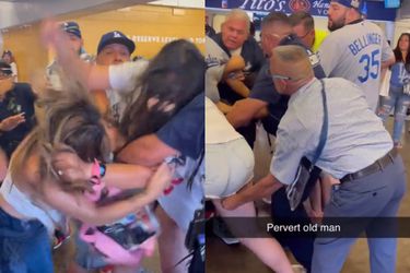 🎥 | Chaotische video: gestoorde bitchfight bij MLB-wedstrijd, oude viezerik knijpt vrouw
