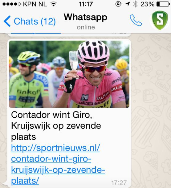 Nieuws over Kelderman, Contador en Nibali gratis op je mobiel