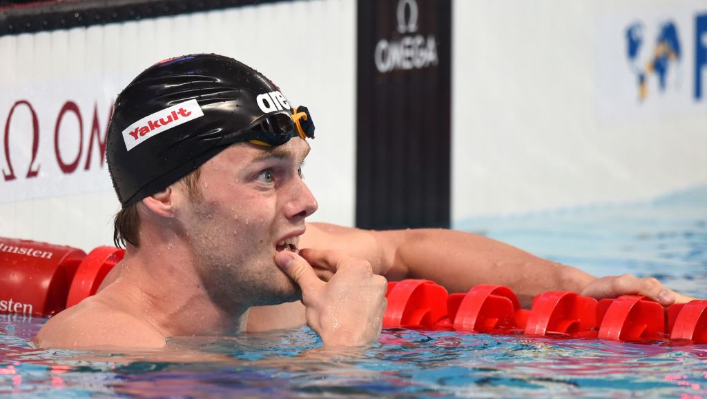 Estafettezwemmers in finale 4x200 meter vrij