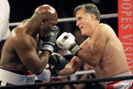 Romney smijt handdoek in ring na duel met Holyfield