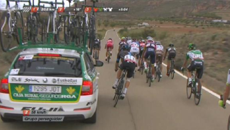 Roche ontsnapt nipt aan volgwagen in Vuelta