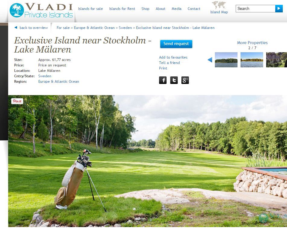 Te koop: Zweeds eiland dat Woods kocht voor zijn bedrogen ex