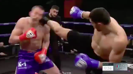 🎥 | Russische kickbokser trapt tegenstander HEERLIJK KO in 'Nederlandse stijl'