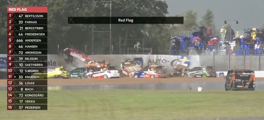 HOE DAN?! 11 (!) raceauto's crashen in dezelfde bocht (video)