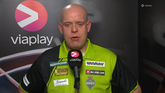 Michael van Gerwen stond met betraande ogen Viaplay te woord. ©Viaplay