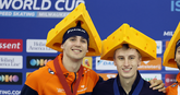 Jenning de Boo en Jordan Stolz. © Getty Images