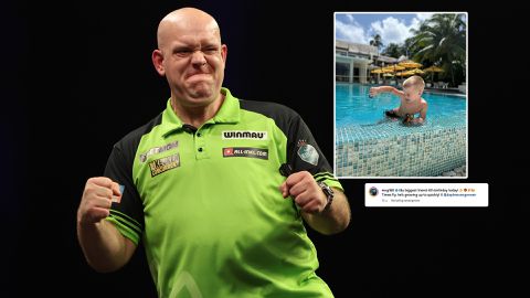 Michael van Gerwen houdt op verjaardag van zoontje huis in Duitsland