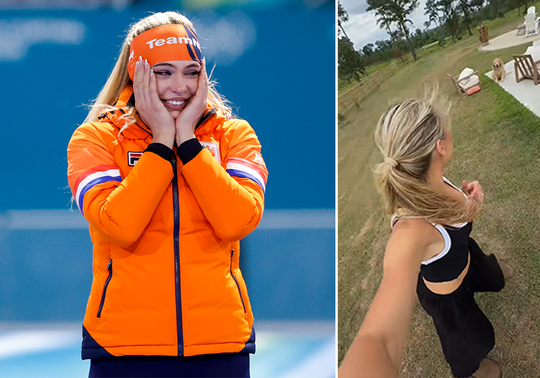 Topschaatsster Jutta Leerdam zorgt voor hilariteit met 'beste vriend': 'Hoe ga je ooit afvallen?'