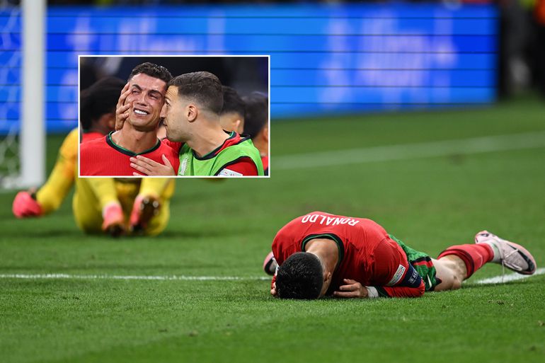 Gefrustreerde Cristiano Ronaldo barst in tranen uit na gemiste penalty tegen Slovenië op EK