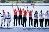 De Nederlandse roeisters die goud pakten in de vier-zonder, deden dat uit wraak op de dubbelvier. ©Getty Images