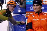 Links de balende Lianne van Loon, rechts Irene Schouten. © NOS en Getty Imags
