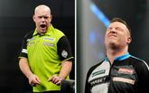 Michael van Gerwen deed een missende Chris Dobey ontzettend veel pijn in de halve finale van het WK darts. ©Getty Images, beeldbewerking Sportnieuws.nl.