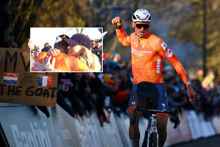 Liefdevolle beelden van winnende Mathieu van der Poel en zijn vriendin: 'Forever special'