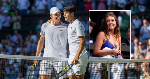 Vriendin van tegenstander Carlos Alcaraz straalt in betoverende jurk op Wimbledon