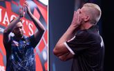 Luke Humphries en Wessel Nijman vlogen al vroeg uit Players Championship 25. ©PDC Darts, beeldbewerking Sportnieuws.nl.
