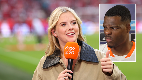 Oranje-verdediger Denzel Dumfries moet lachen om viraal moment met Noa Vahle: 'Ik dacht: ik doe het wel even'