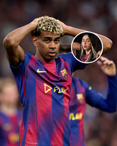 Lamine Yamal en Nicki Nicole. ©Getty Images, beeldbewerking Sportnieuws.nl.